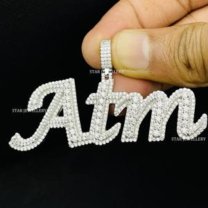 Colgante de moissanita VVS helado, colgante de LETRA DE moissanita VVS, colgante personalizado de moissanita VVS helado de plata esterlina 925 - Product Image 2