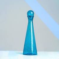 Carafe KARA en verre soufflé turquoise et collection Crackle Cane 0,850 kg
