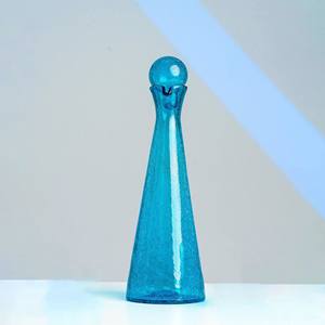 Carafe KARA en verre soufflé turquoise et collection Crackle Cane - Product Image 2
