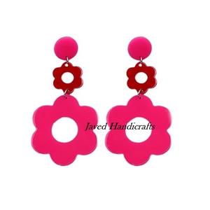 Conjunto de pendientes llamativos acrílicos de resina coloridos hechos a mano, colgante de perlas de moda para mujer para bodas y regalos - Product Image 1