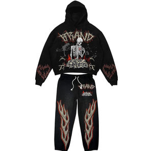 Étiquettes tissées personnalisables unisexes de haute qualité, impression 3D en relief, pantalon ample, survêtement en molleton, logo, saison hivernale, décontracté, uni, 100% - Product Image 3