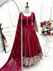Ensemble de salwar kameez traditionnel brodé rose Rani avec dupatta, tenue de fête pour femmes, robe ethnique - Product Image 4