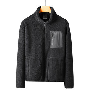 Veste en polaire ample et décontractée pour femme, taille plus, hiver, chaude, logo sur le devant, coupe-vent, sherpa, avec fermeture éclair, pour homme - Product Image 2