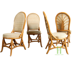 Silla de mimbre de bistró francés con cojín personalizado, silla lateral de mimbre tejida, sillas de comedor de ratán de HNH Craft Factory - Product Image 1