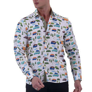 Chemise à col de camp à manches longues boutonné personnalisée OEM Chemise imprimée pour hommes de Turquie - Product Image 1
