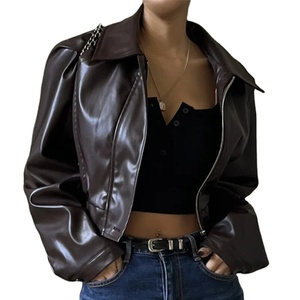 Ropa de abrigo elegante de otoño para mujer, nuevas chaquetas recortadas de manga larga con cremallera para mujer, tela de lona con solapa elegante para mujeres cortas y altas - Product Image 1