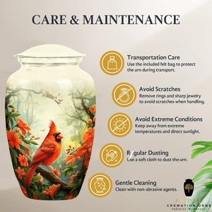 Aluminum Cremation <b>Urn</b> Bird engraved design Cremation <b>Urns</b> Meena Coating Finish Leak-Proof Design (Keepsake & <b>Large</b> Options - Product Image 5