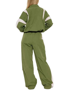Nouveauté 2026 : Ensemble de survêtement deux pièces essentiel en nylon coupe-vent pour femme, avec pantalon et veste zippée de créateur - Product Image 2