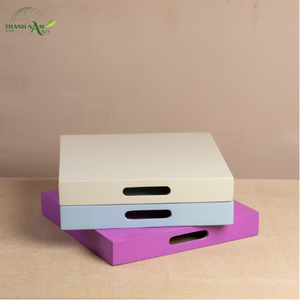 Plateau de service carré en bambou tressé laqué fait main - Écologique, imperméable, durable, léger, personnalisable, portable - Product Image 4