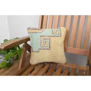 Oreiller de traversin en laine Patchwork Kilim Beige Vintage de luxe 12x12 pouces écologique antidérapant amovible lavable tissé literie jeter - Product Image 1