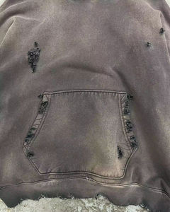 Sweat à capuche d'hiver personnalisé unisexe 100% coton épais et oversize Vintage lavé à l'acide éponge française écologique respirant délavé au soleil - Product Image 3