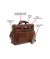 WRIZA sac messager en cuir véritable marron pour hommes bretelles réglables RFID étanche plaine bureau sac à bandoulière pour ordinateur portable Multiple