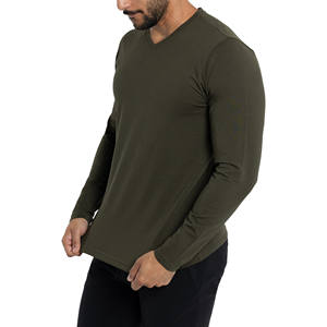 Logo personnalisé O Neck T-shirt pour homme de haute qualité 100% coton sur la taille T-shirt uni à manches longues - Product Image 3