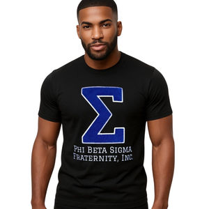 Camiseta de Algodón Azul Rey con Letras Grandes de Chenilla de Sigma, Camiseta de la Fraternidad Griega con Bordado de Phi Beta Sigma para Hombre - Product Image 2