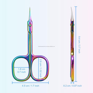 Ciseaux de toilettage en acier inoxydable, finement incurvés, fins et tranchants, avec finition arc-en-ciel, pour la coupe des ongles et des cuticules - Product Image 3