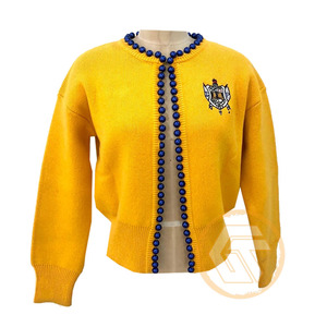 Customized Sigma Gamma Rho Acrylic Embroidered Appliques Button Front Winter Sorority High Quality Greek V-neck Full Women - Product Image 3