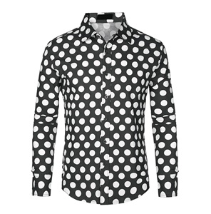 New Deal Custom <b>Men's</b> Long Sleeve Formal <b>Shirt</b> Anti-Wrinkle Summer Casual Dress with Polka Dot Print - Product Image 3