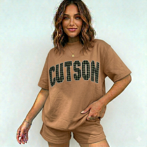 New Fashionable Women <b>Mock</b> <b>Neck</b> T-shirt Knee Embroidered Shorts 2 Piece Set Cotton Polyester Material Casual Summer Wear Short - Product Image 5