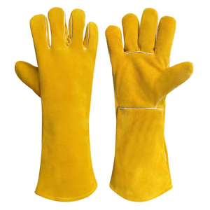 Gants de soudage TIG en cuir de vachette marron légers flexibles et résistants à la chaleur avec des applications d'arc d'argon délicates - Product Image 1