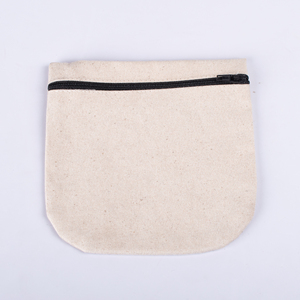 Petite pochette écologique personnalisée à fermeture éclair Sac de maquillage en toile de coton blanc Sac cosmétique fait main indien pour les filles en gros - Product Image 2