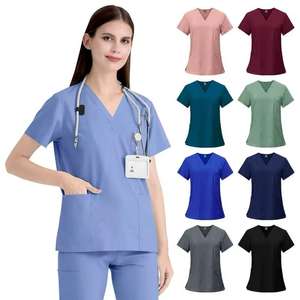 Trajes médicos al por mayor de alta calidad enfermera médico uniformes de talla grande mujeres Scrubs tela peinada gran oferta precio barato hecho - Product Image 4