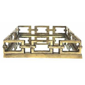 Plateaux de service en métal pour hôtels Plateau de rangement en métal décoratif en verre nickelé argenté de luxe léger - Product Image 5