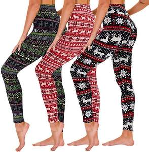 Venta al por mayor personalizado impreso Navidad Leggings Medias doble cepillado leche seda alta cintura Yoga Pantalones Leggings para las mujeres - Product Image 6