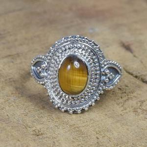 Anillo hecho a mano de piedras preciosas de ojo de tigre Simple sólido 925 plata esterlina joyería de piedras preciosas naturales 925 anillo de plata esterlina estampado - Product Image 5