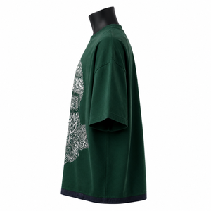 เสื้อยืดโอเวอร์ไซส์สีเขียวลายกราฟิกสำหรับผู้ชาย แขนสั้น คอกลม ทรงบ็อกซี่ สไตล์วินเทจ ลุคสบายๆ แฟชั่น - Product Image 4