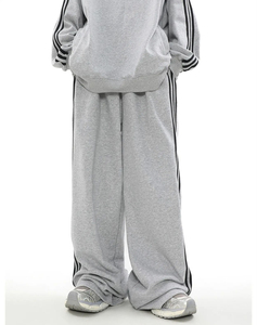 Pantalones de chándal holgados personalizados Unisex, lavado con ácido, rayas laterales, joggers de cintura doble, ropa de calle, ropa deportiva informal holgada, lona OEM - Product Image 3