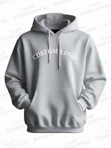 เสื้อฮู้ดสวมหัวผ้าฝ้าย100% สำหรับผู้ชายปรับแต่งได้, เสื้อมีฮู้ดผ้าฟลีซสีล้วนสำหรับฤดูหนาว - Product Image 5