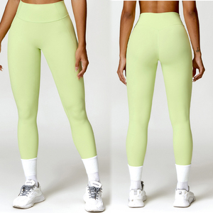 Medias de gimnasio personalizadas de cintura alta en forma de V para mujer, pantalones de Yoga sólidos transpirables de talla grande para Fitness, mallas personalizables - Product Image 6