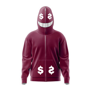 เสื้อฮู้ดแฟชั่นสำหรับผู้ชายเสื้อสเวตเชิ้ตแบบสตรีทแวร์สีกรมท่ามีซิปเต็มตัว - Product Image 3