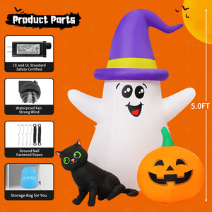 Hot bán 5 ft mèo đen bí ngô Inflatable ma với đèn <span class=keywords><strong>LED</strong></span> nhà máy giá ngoài trời Halloween trang trí cho trẻ em - Product Image 6