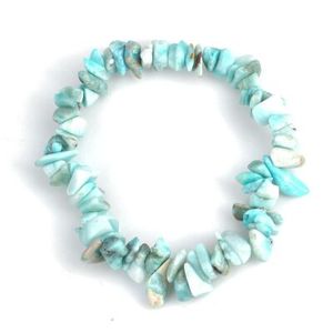 Genuine Larimar Stone <b>Beaded</b> <b>Bracelet</b> Gold Plated Religious and Trendy Geometric Design for Gift - Product Image 1