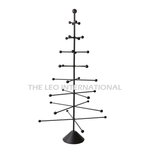 Support de présentation de Noël en forme d'arbre, finition argentée et noire, en fer forgé, style Art Déco classique, fait main - Product Image 5