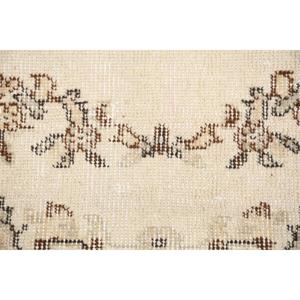 Tapis turc vintage en laine 1,5x2,6 pieds, design patchwork écologique avec envers en latex, beige brun ombré - Product Image 4