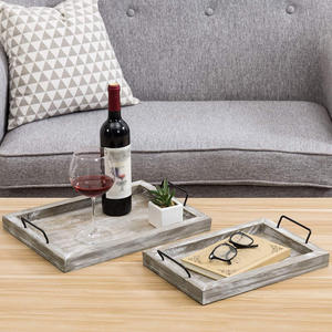 Juego de bandejas para servir hechas a mano de madera de pino con asas de Metal elegantes Catering Excellence Uso de bandejas de suministro para restaurantes y hoteles de grado superior - Product Image 6