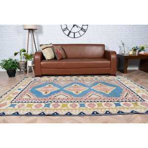 Tapis de 5,9 x 8 pieds, tapis turc vintage, tapis persan bleu rose - Product Image 2