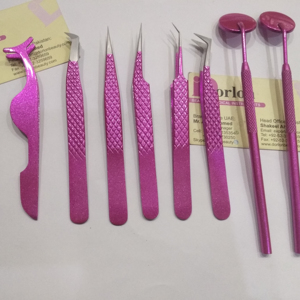 Pinzas de pestañas de alta precisión Pinzas recubiertas de color brillante Pinzas de pestañas con logotipo personalizado de acero inoxidable con espejo de maquillaje de pestañas - Product Image 1