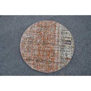 Vintage Turkish 23x23ft Wool Large Area <b>Rug</b> Orange Beige Patchwork Design Latex Backing Rectangle Hallway Pattern Model Room <b>Rug</b> - Product Image 1