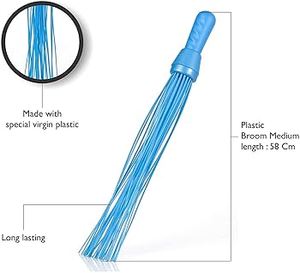 Gala ไม้กวาดพื้นพลาสติกขนาดกลางคละสีไม้กวาดทำความสะอาดบ้านทนทานสำหรับฝุ่นและเศษขยะ1ชิ้นใช้งานง่าย - Product Image 5
