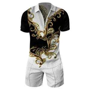Chándal personalizado para hombre 2025 nuevo bordado deportivo de talla grande gimnasio traje de 2 piezas impresión Digital 3D logotipo personalizado conjuntos cortos - Product Image 4
