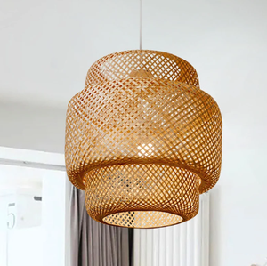 Handmade Modern & Antique Bamboo Lampshade Round Pendant <b>Light</b> with <b>Rattan</b> <b>Shade</b> for Home Decor Wholesales - Product Image 3