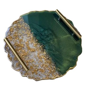 Modern Luxury Resin <b>Serving</b> Tray <b>Set</b> with Coasters, High-Quality Decorative Food & Beverage Tray - Product Image 3