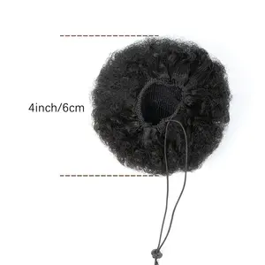 Durable Afro Puff Chignon Cordon Queue de Cheval Auto-Adhésif Extension de Cheveux Synthétiques Fluffy Kinky Curly Kid Hair Accessoire <span class=keywords><strong>4</strong></span> - Product Image 4