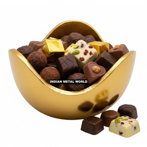 Tazón para Servir Chocolate de Acero Inoxidable Martillado, Plato de Metal Texturizado Decorativo para Dulces, Tazón Moderno para Servir Postres en Fiestas - Product Image 6