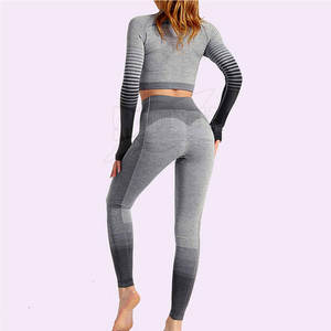 ชุดโยคะมืออาชีพผ้าสแปนเด็กซ์/ ไนลอน2ชิ้นเอวยืดหยุ่นได้ดีกันน้ำระบายอากาศได้ดี - Product Image 3