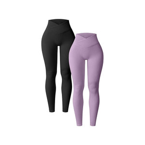 Spandex Sport Gym Outfit para mujer Conjunto de 2 piezas Crop Top y Leggings sólidos - Product Image 3