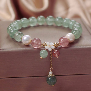 Bracelet tendance fait main Natura 10 mm en perles d'aventurine verte avec serti clos pour bijoux de mode, cadeau d'anniversaire pour elle - Product Image 1